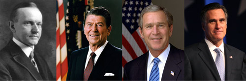 calvin coolidge, ronald reagan george bush mitt romney economics