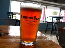 As good as it gets: a beer brewed at Coquina Coast in Flagler Beach, a microbrewery on State Road 100, just over the bridge. (© FlaglerLive)