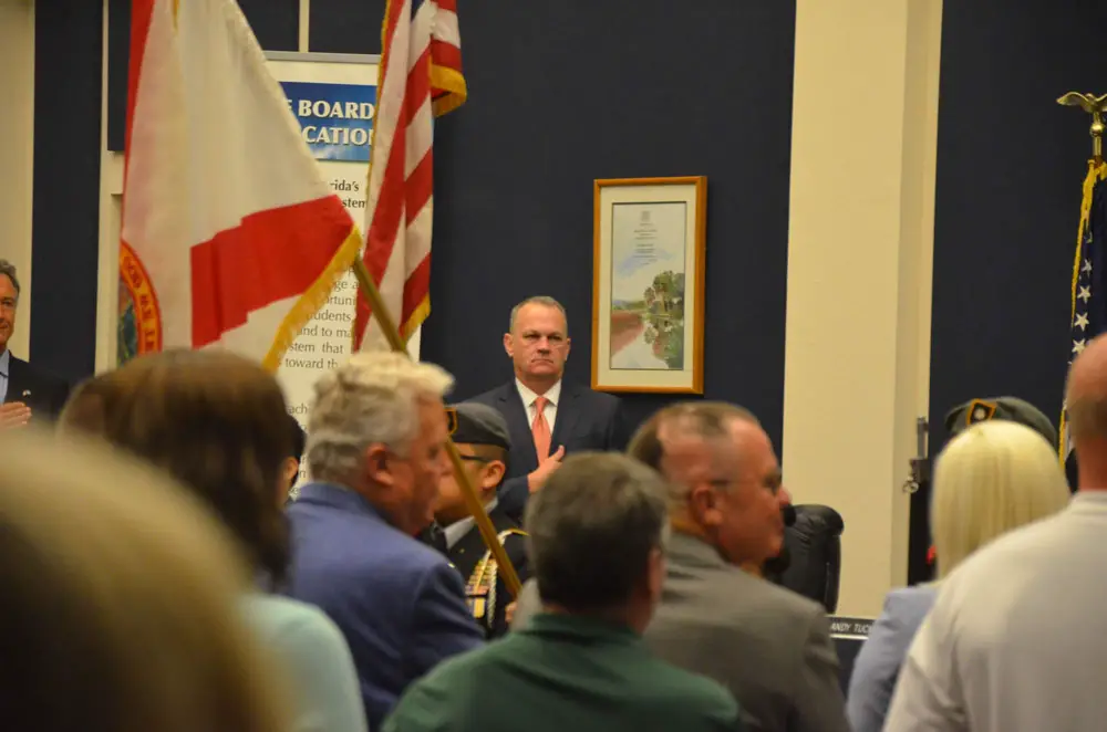 Education Commissioner Richard Corcoran at a state school board meeting in Bunnell last November. (© FlaglerLive)