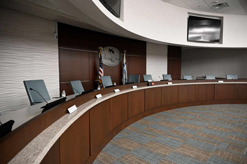 The Palm Coast City Council in a quieter phase. (© FlaglerLive)