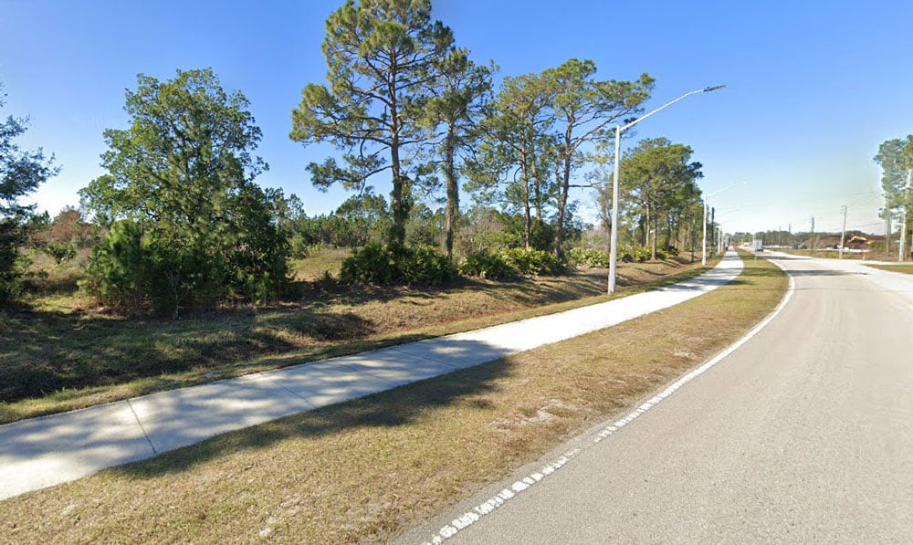 The view along Lakeview Boulevard at the north end of Palm Coast, and what used to be a golf course. Residents along Lakeview want it protected as is. The land belongs to a developer, who wants to build 39 houses there. Whose rights prevail? (Google)