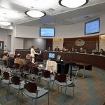 The council's discussion with charter review facilitator Georgette Dumont this morning at City Hall. The meeting was attended by the Charter Review Committee, but by few others. (© FlaglerLive)