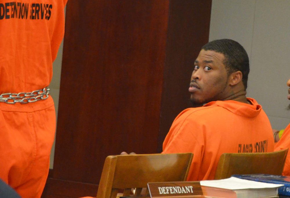 Johnnie Spydale Thomas Jr. in court this afternoon. (© FlaglerLive)