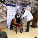 Anita Jenkins, CEO of Howard University Hospital, receives the Covid-19 vaccine at the hospital on Dec. 15. (Facebook)