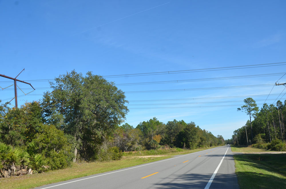 That stretch of County Road 205 was in better shape six years ago when it was the scene of an emergency plane landing. (© FlaglerLive)