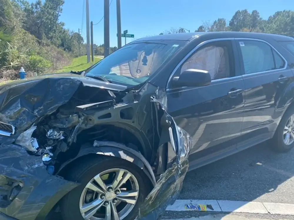 The Chevy Equinox driven by an 18-year-old resident of Palm Coast's F Section after the crash. (FCSO)