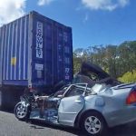 The Flagler County Sheriff's Office issued the above image of the crash scene at the State Road 100 bridge on I-95. The man at the wheel of the sedan had allegedly carjacked the car in Duval County.