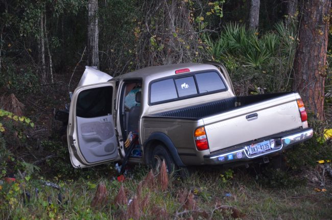 The driver's side of the truck. The Texas license plates notwithstanding, the driver was from St. Augustine, according to investigators. 