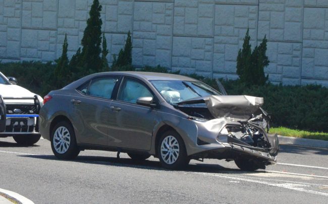 The vehicle that rear-ended the Greyhound bus. (c FlaglerLive)