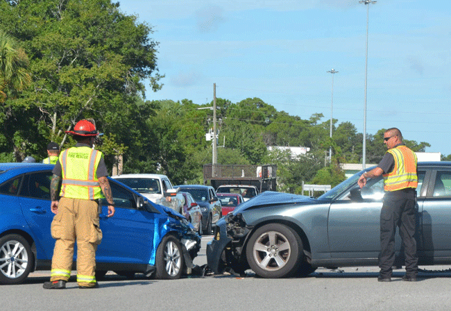 The crash looking east toward SR100. (© FlaglerLive)