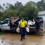 Stormwater cavalry: City of Palm Coast crews special-delivered sand bags to some residents in the B-Section, where water levels have been a particular concern due to today's torrential rains--with the worst yet ahead. (Palm Coast)