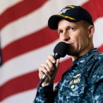 Capt. Brett Crozier, in 2016, when he was the executive officer of the USS Ronald Reagan. (U.S. Navy Ryan McFarlane)