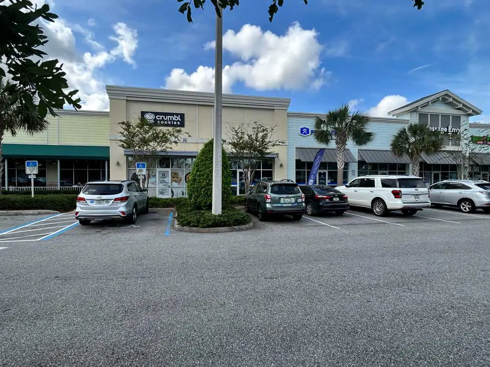 Crumbl Cookies is preparing to open at Palm Coast's Island Walk shopping center. (© FlaglerLive)
