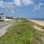 One of the two dune remnants in front of Cynthia d'Angiolini's property in Flagler Beach. It's only 1,800 square feet. D'Angiolini has agreed to sign easements for two such remnants, ending a three-year wait for Flagler County. (© FlaglerLive)