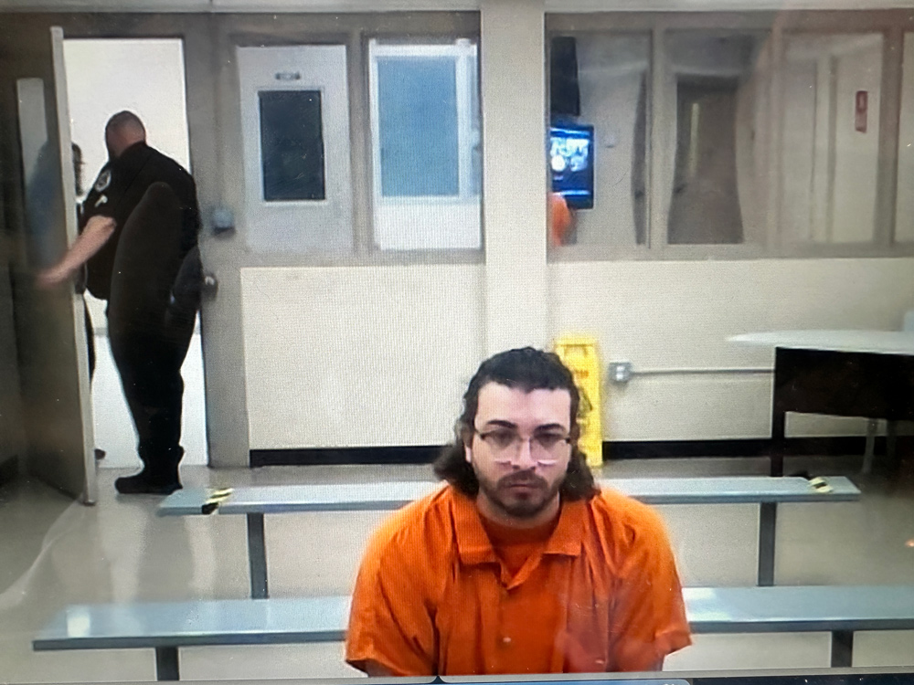 Daniel Rodriguez attending his court hearing from the jail on Monday. (© FlaglerLive via zoom)