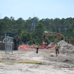 Ongoing construction at the future data center--a cable-landing station--in Palm Coast's Town Center. (© FlaglerLive)