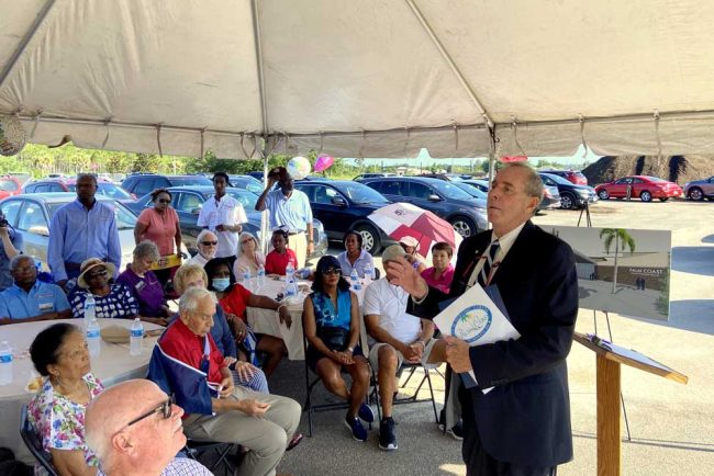 Palm Coast Mayor David Alfin at the groundbreaking. (© FlaglerLive)