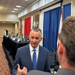 Democratic gubernatorial hopeful David Jolly at Capital Tiger Bay Club in Tallahassee on Sept. 18, 2025. (Photo by Christine Sexton/Florida Phoenix)