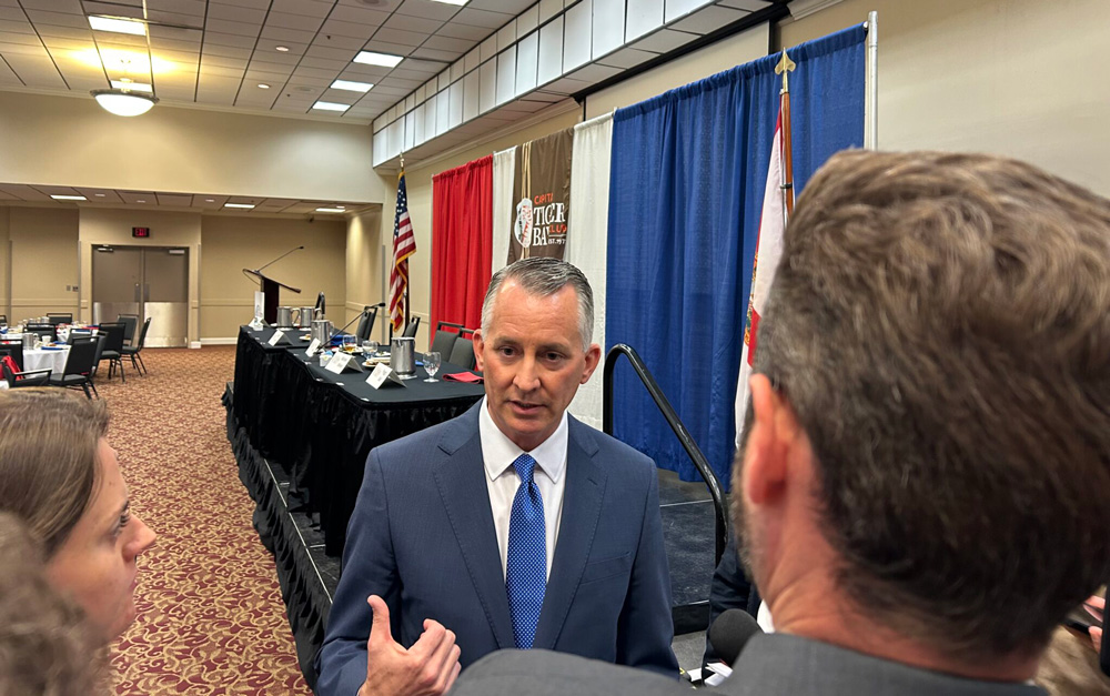 Democratic gubernatorial hopeful David Jolly at Capital Tiger Bay Club in Tallahassee on Sept. 18. (Christine Sexton/Florida Phoenix)