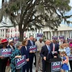 David Jolly announced Gwen Graham as his running mate for the gubernatorial campaign, June 10, 2026. (Photo by Liv Caputo/Florida Phoenix)