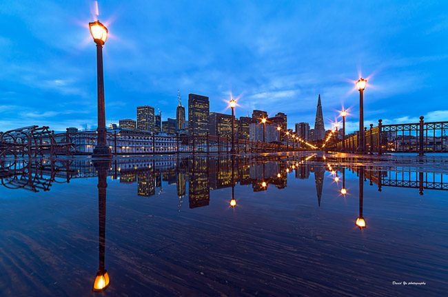 The  San Francisco cityscape at pier 7. (David Yu)