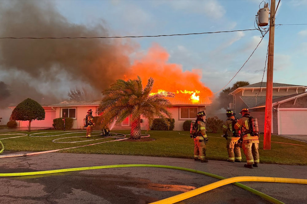 The dawn fire at 222 Ocean Palm Drive in Flagler Beach. (Stephen Cox/FBFD)