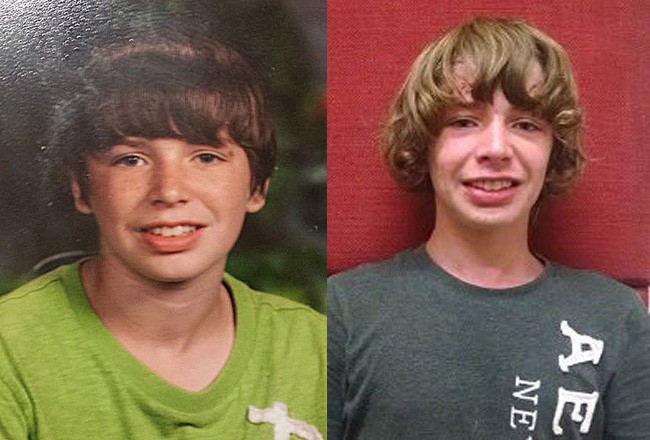 Dawson King in an image his mother circulated when he ran away in November, left, and an image the sheriff's office circulated on Jan. 20. 