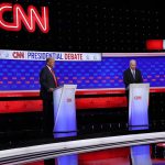 U.S. President Joe Biden and Donald Trump participate in the CNN Presidential Debate on June 27, 2024.