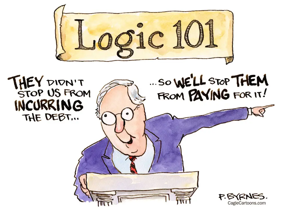 Logic 101 — Debt Edition by Pat Byrnes, PoliticalCartoons.com