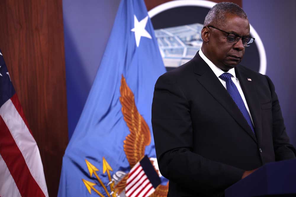 Secretary of Defense Lloyd Austin speaks at a news briefing at the Pentagon on July 20, 2022. (Anna Moneymaker/Getty Images)