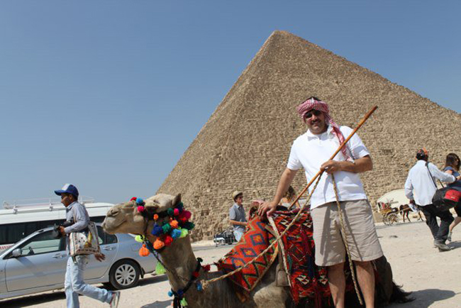 bill delbrugge at giza in egypt with camel 