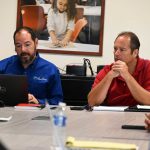 Jason DeLorenzo, left, and Ray Tyner, director and deputy director of Palm Coast's development department, proposed a compromise solution to payment of school construction fees just as a working group seemed primed for a crash. (© FlaglerLive)