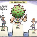 Delta Olympics by Christopher Weyant, The Boston Globe.