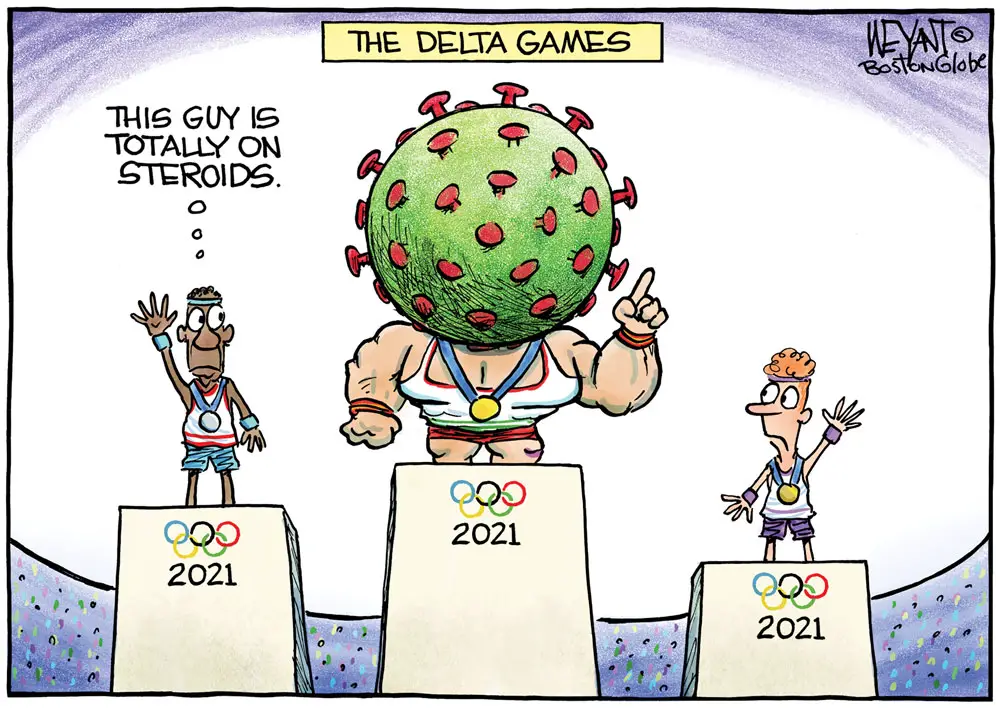 Delta Olympics by Christopher Weyant, The Boston Globe.