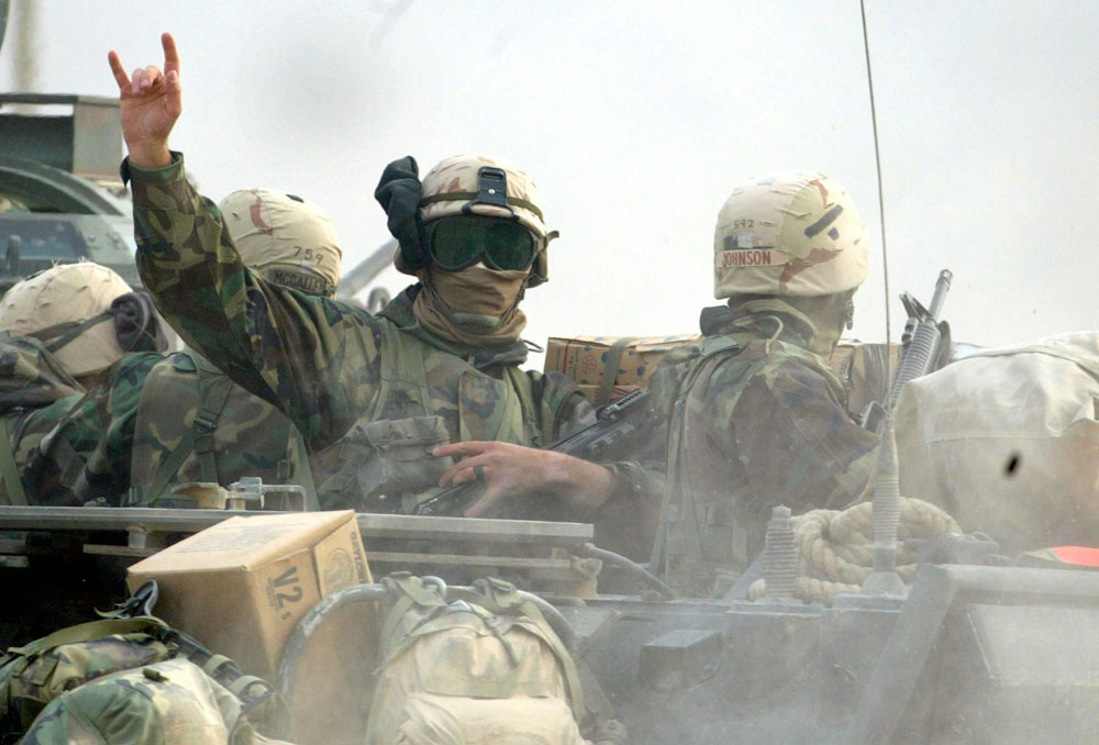 U.S. Marines crossing into Iraq from Kuwait on March 21, 2003.