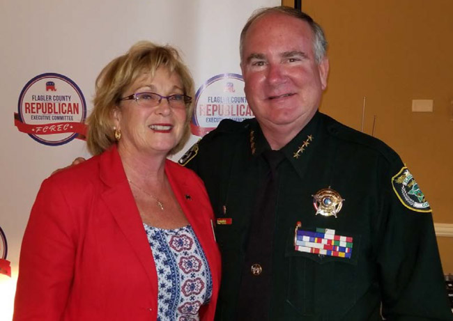 Sharon Demers and Sheriff Rick Staly, post-Heimlich. (FCSO)