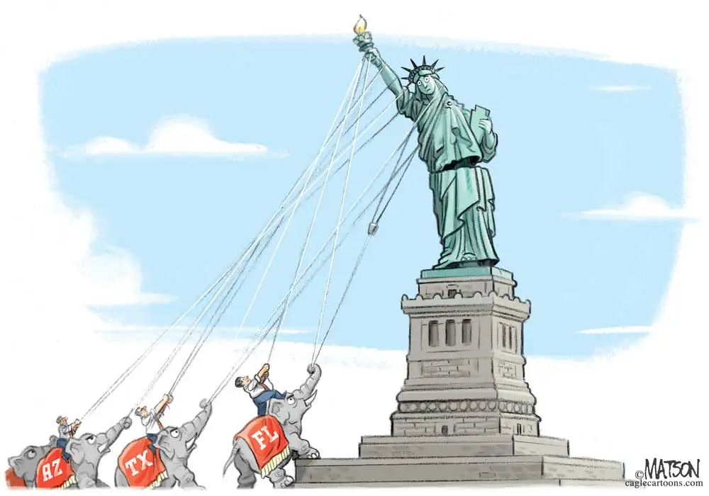 Republican Governors Topple Statue of Liberty by R.J. Matson, Portland, ME