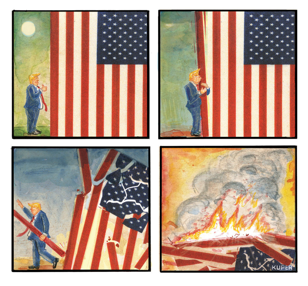 Trump Dismantles Democracy by Peter Kuper, PoliticalCartoons.com