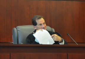Circuit Court Judge Dennis Craig was just done ruling on one motion when the defense explained to him a similar, fresh new motion to suppress had just been filed. (© FlaglerLive)