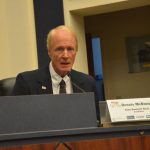 Dennis McDonald during a candidate forum last year, when he was running for a Palm Coast City Council seat. (© FlaglerLive)