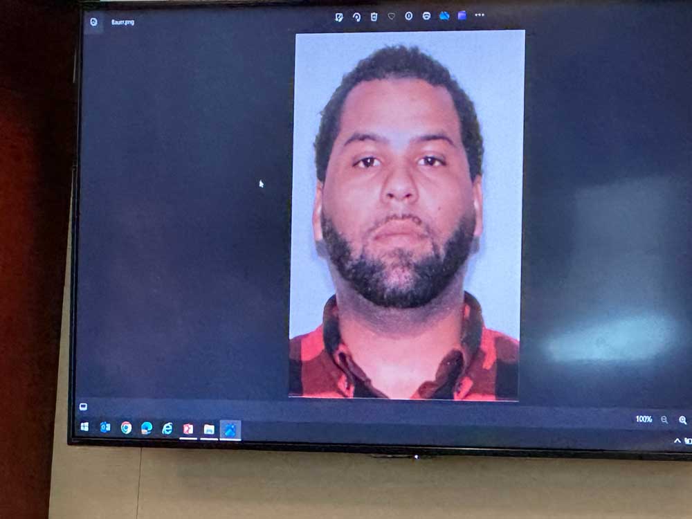 He was not on trial--not yet--but the picture of Derrius Bauer was repeatedly shown during the trial last week of Marcus Chamblin. (© FlaglerLive)