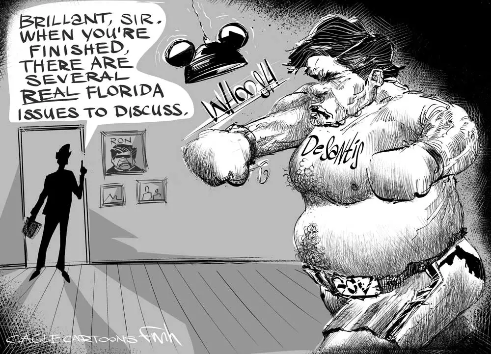 shadow boxing by Frank Hansen, PoliticalCartoons.com