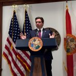 Gov. Ron DeSantis calls for a late-January special legislative session from the Florida Capitol on Jan. 13, 2025. (Jay Waagmeester/Florida Phoenix)