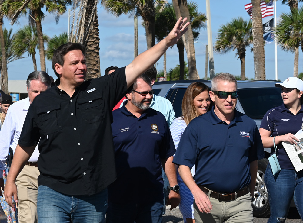 DeSantis, who may have had his wife in his 2026 sights, is not saluting Renner's decision to run for governor. (© FlaglerLive)