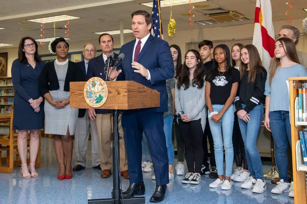 DeSantis announcing the civics initiative today. (Governor's Office)
