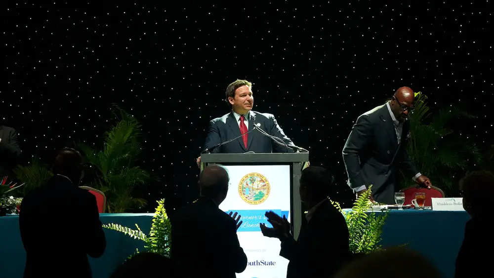 Gov. Ron DeSantis at the state fair in Tampa in February. (Facebook)