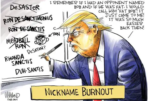 DeSantis Nickname Burnout by Dave Whamond, Canada, PoliticalCartoons.com