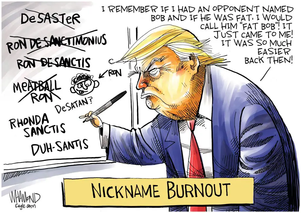 DeSantis Nickname Burnout by Dave Whamond, Canada, PoliticalCartoons.com