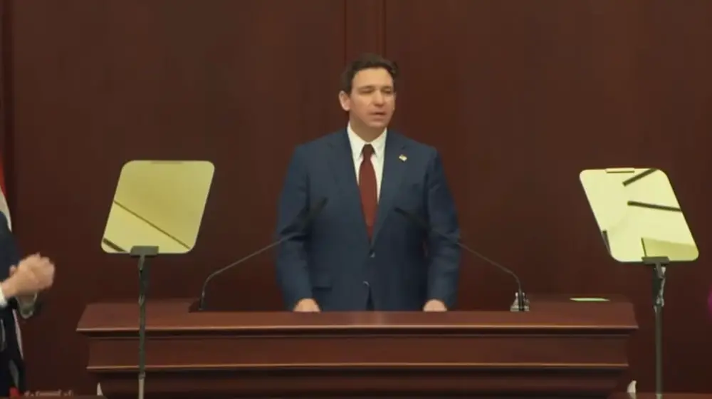 The governor's cameo in Tallahassee Tuesday. (DeSantis Facebook)
