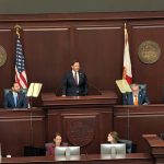 Gov. Ron DeSantis giving his State-of-the-State address in the Capitol on January 13, 2025. (Photo by Mitch Perry/Florida Phoenix)